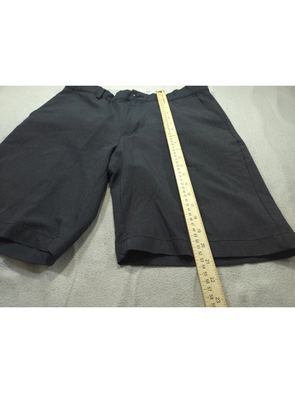 Greg Norman Mens Shorts 36 Black Golf Performance Stretch Shark Logo Chino Flat